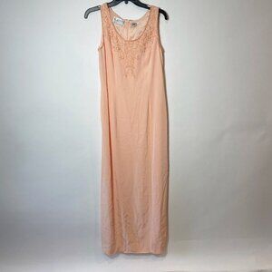 Black Tie Oleg Cassini Women Sleeveless Embroidered Maxi Dress Peach 10 Back Zip